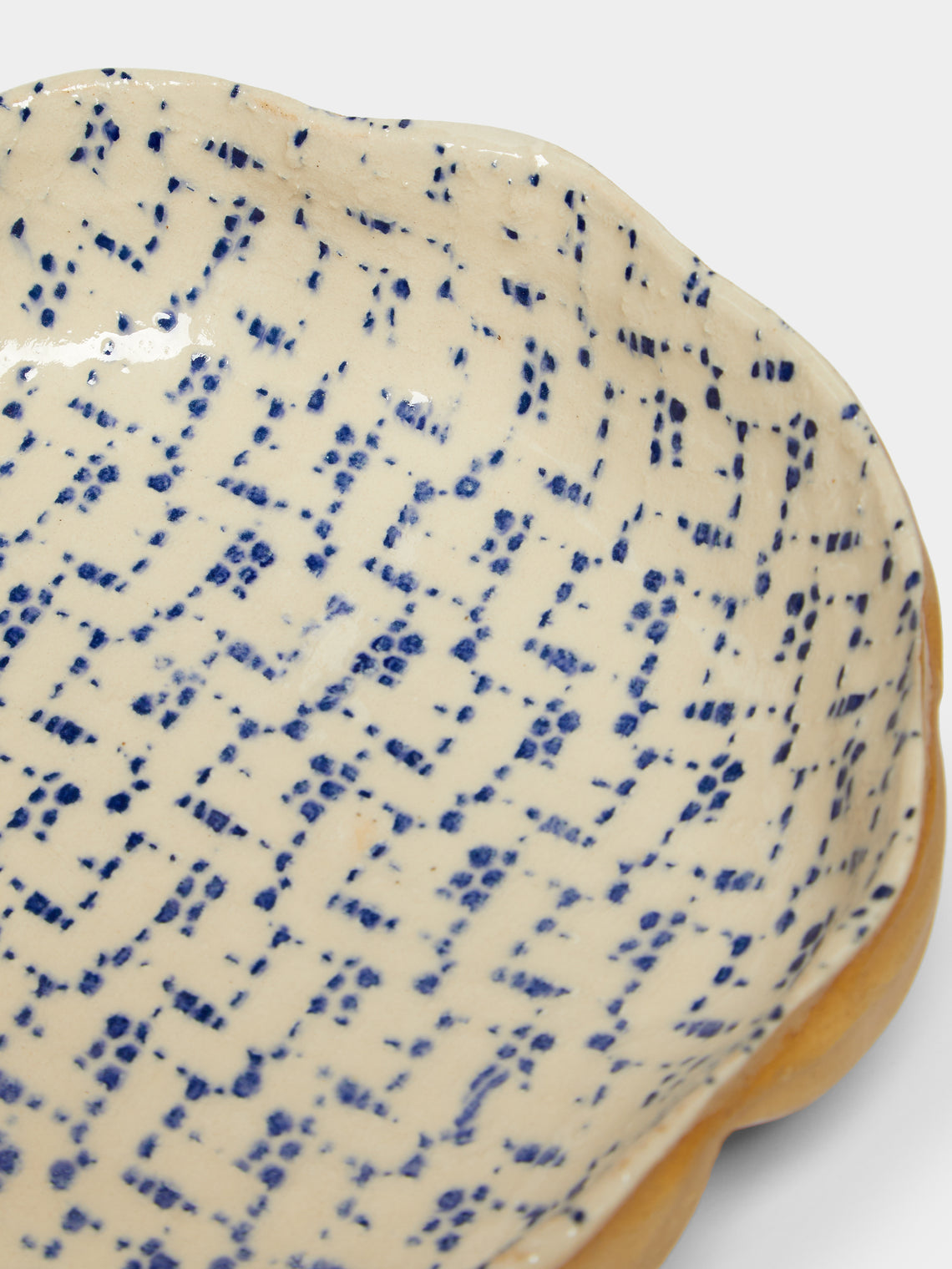 Terrafirma Ceramics - Hand-Printed Ceramic Medium Scalloped Bowl - Blue - ABASK