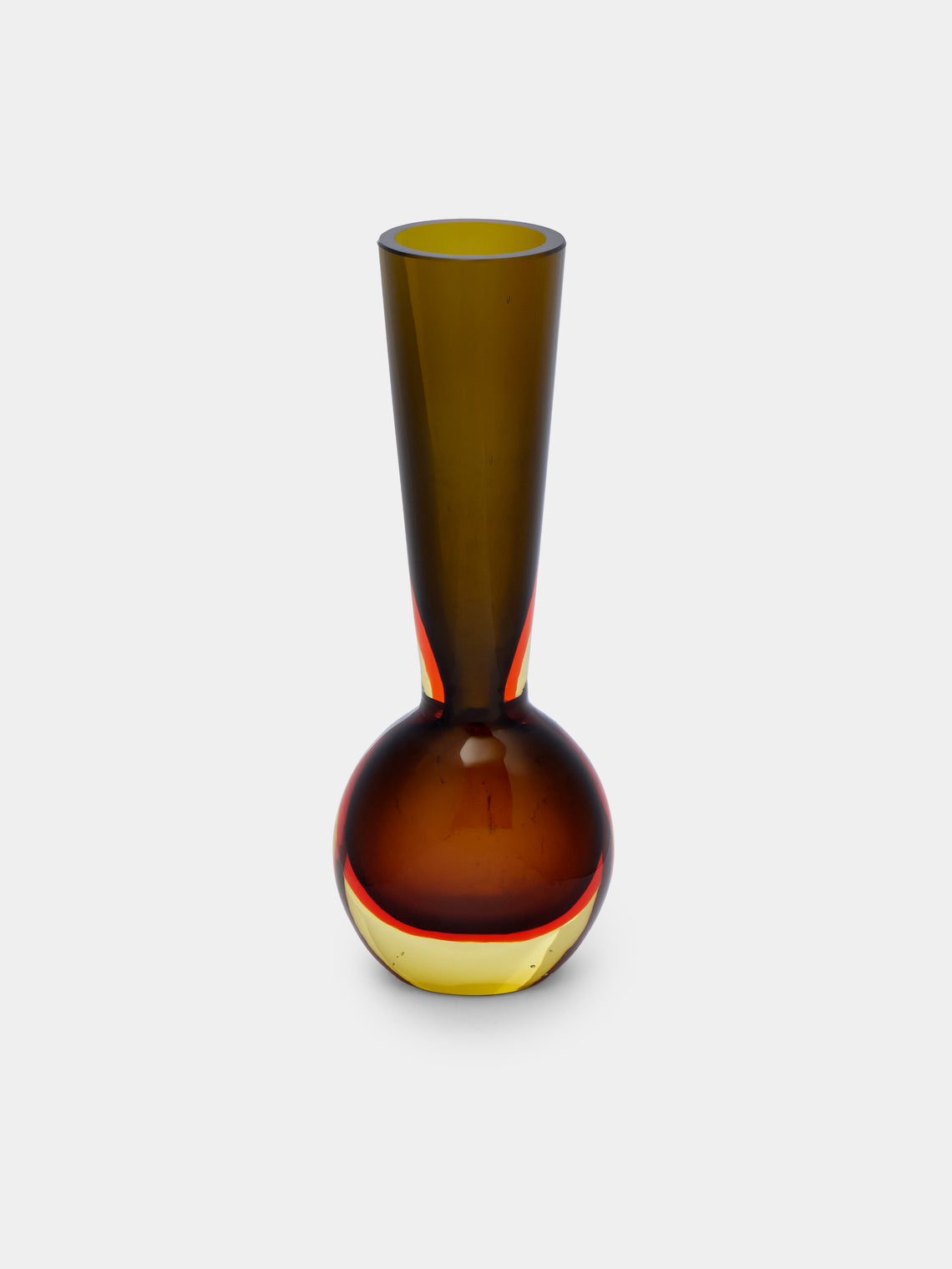 Antique and Vintage - 1960s Flavio Poli for Seguso Vetri d’Arte Murano Glass Vase (8in/20.5cm) - Brown - ABASK - 