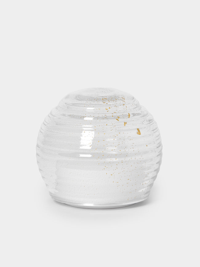 Green Wolf Lighting - Gold Fleck Curve Hand-Blown Murano Glass Portable Table Light - Clear - ABASK - 