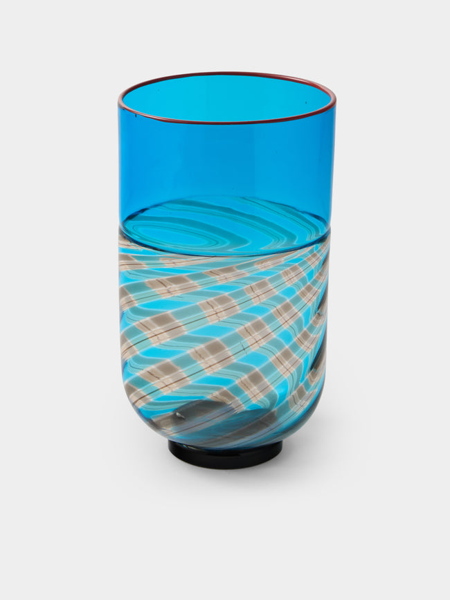 Antique and Vintage - 1988 Murano Glass Vase (10in/26cm) - Blue - ABASK - 