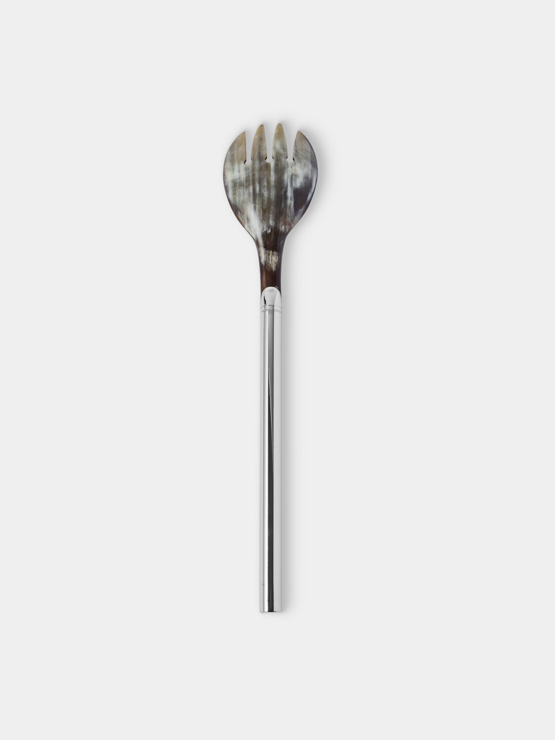 San Lorenzo - 1979 Afra and Tobia Scarpa Sterling Silver and Horn Salad Servers (Set of 2) - Silver - ABASK