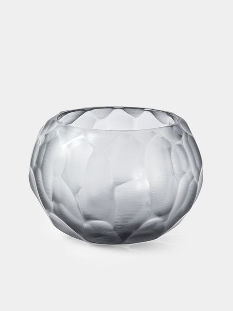 Micheluzzi Glass - Bocia Acciaio Bamboo Hand-Blown Murano Glass Vase (5.5in/14cm) - Gray - ABASK - 