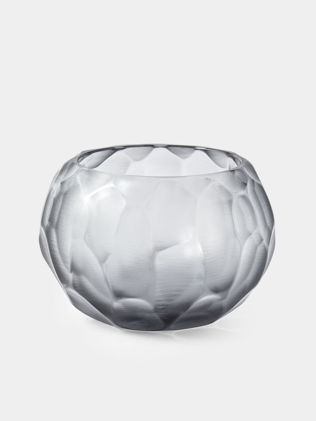 Micheluzzi Glass - Bocia Acciaio Bamboo Hand-Blown Murano Glass Vase (5.5in/14cm) - Gray - ABASK - 