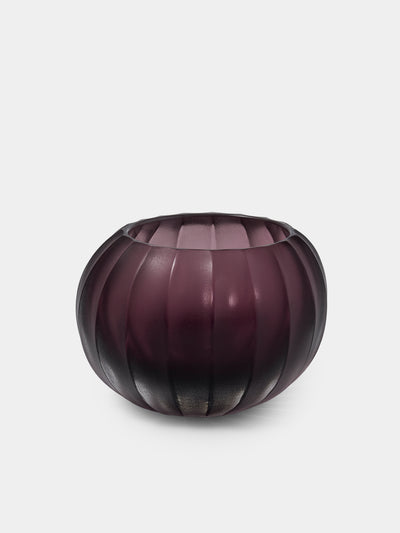 Micheluzzi Glass - Bocia Ametista Coste Hand-Blown Murano Glass Vase (4.5in/12cm) - Purple - ABASK - 
