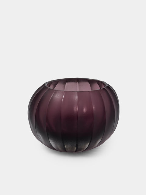 Micheluzzi Glass - Bocia Ametista Coste Hand-Blown Murano Glass Vase (4.5in/12cm) - Purple - ABASK - 