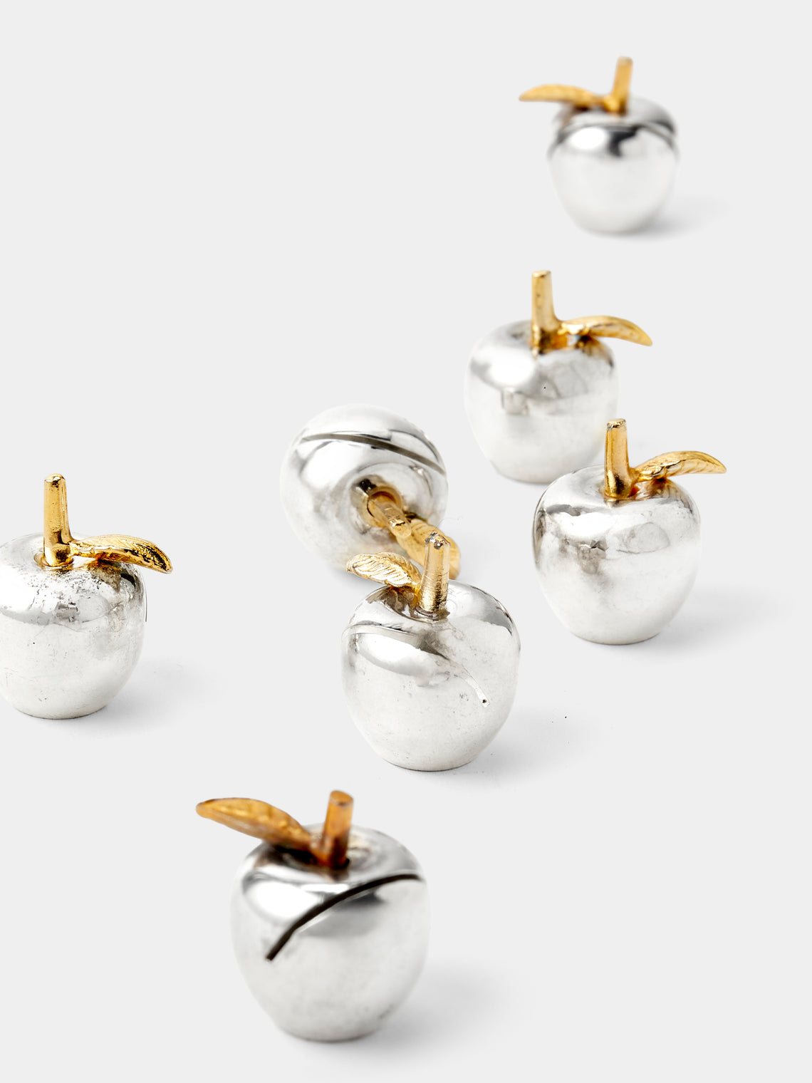 Antique and Vintage - Mid-Century Apples Silver-Plated Knife Rests (Set of 12) - Silver - ABASK