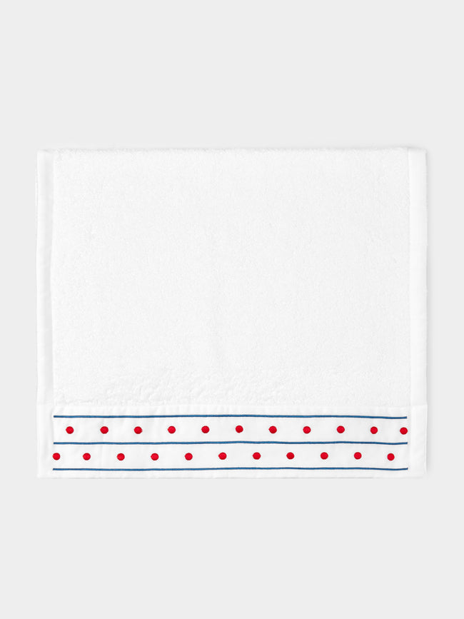 Loretta Caponi - Stripes & Dots Embroidered Cotton Hand Towel -  - ABASK - 