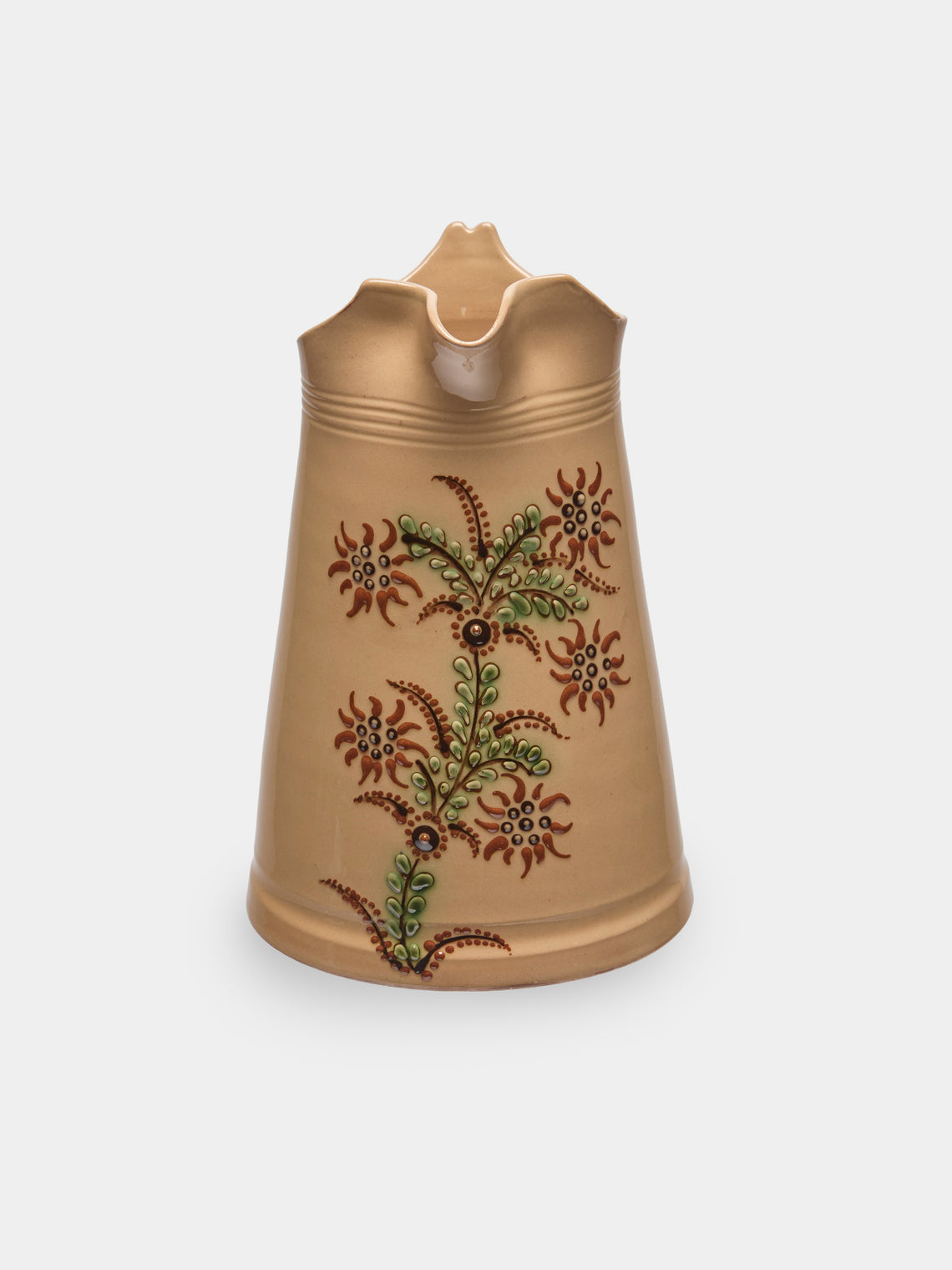 Poterie d’Évires - Flowers Hand-Painted Ceramic Large Milk Jug - Cream - ABASK