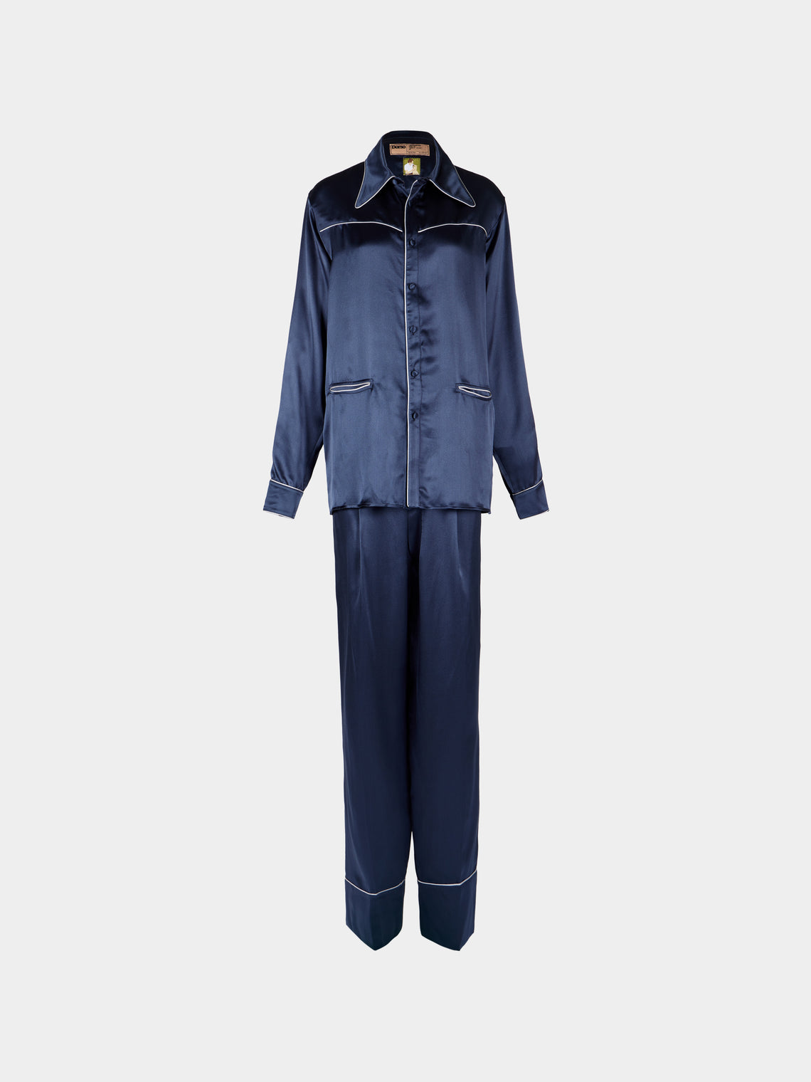 Dorso - Bandana Silk Pajama Set | Size: S - Navy - ABASK - 