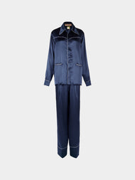 Dorso - Bandana Silk Pajama Set | Size: S - Navy - ABASK - 