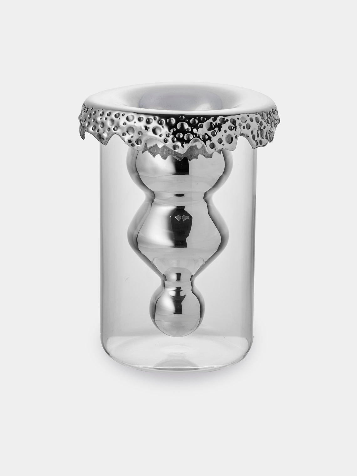 San Lorenzo - 1997 Afra and Tobia Scarpa Pure Silver and Glass Vase (8in/20.5cm) - Silver - ABASK - 