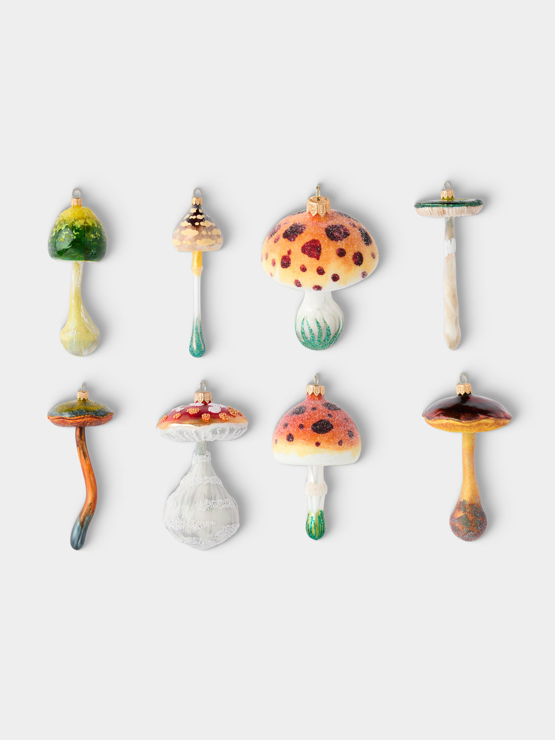 ABASK Decorations - Psychedelic Mushrooms Hand-Blown Glass Baubles (Set of 8) - Multiple - ABASK - 