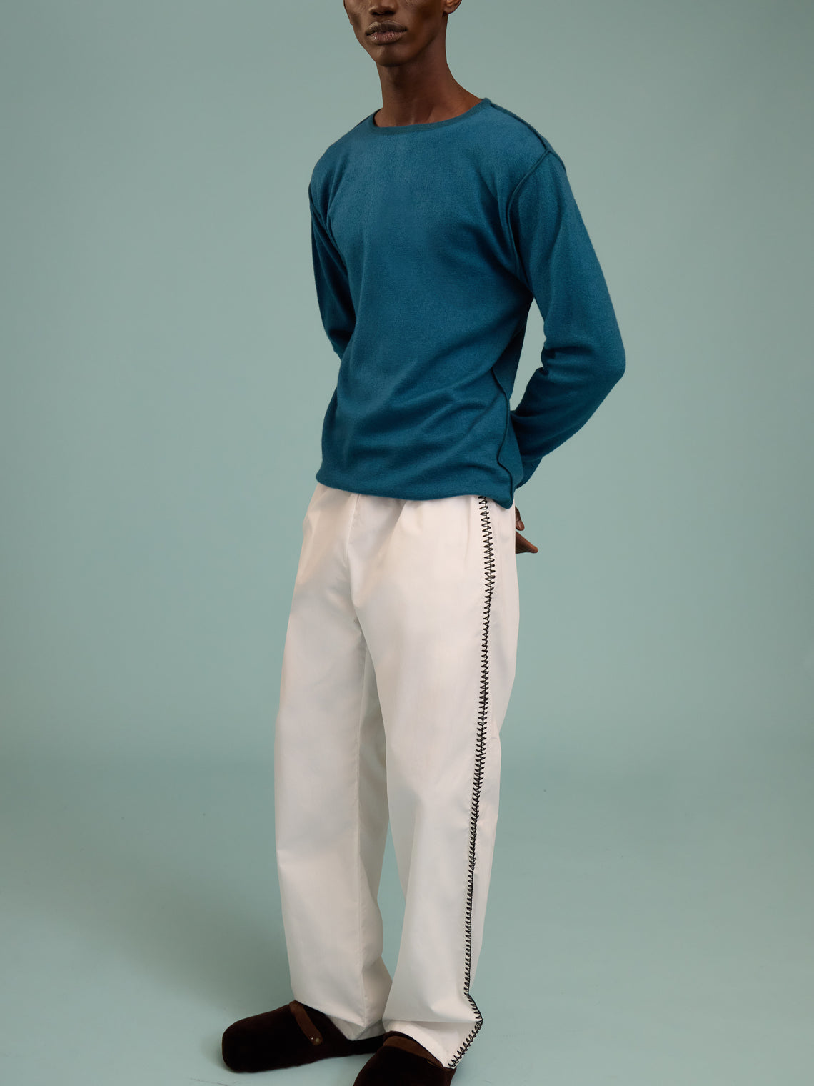 Denis Colomb - Fuzzy Brushed Cashmere Crew-Neck Sweater | Size: M - Blue - ABASK