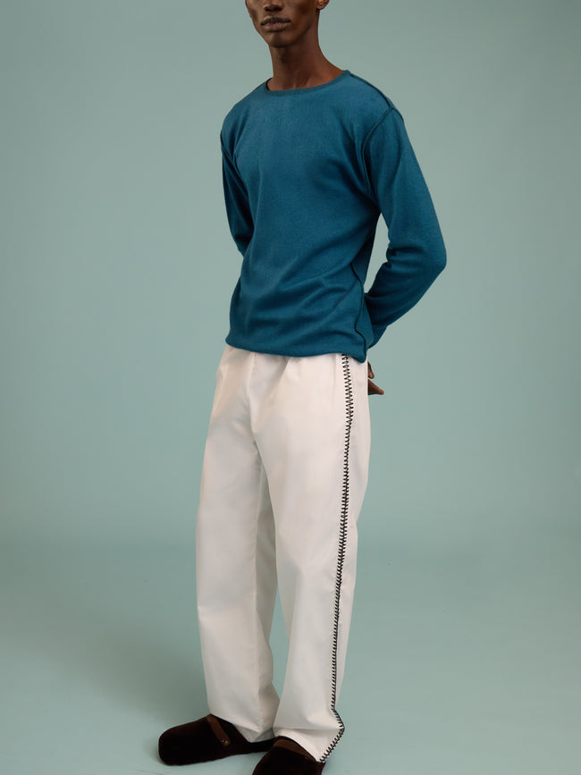 Denis Colomb - Fuzzy Brushed Cashmere Crew-Neck Sweater | Size: M - Blue - ABASK