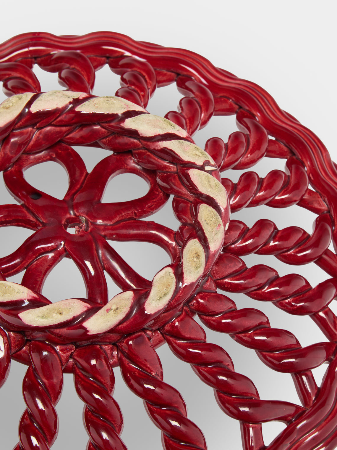 Antique and Vintage - 1950s Vallauris Braided Ceramic Bowl - Green - ABASK