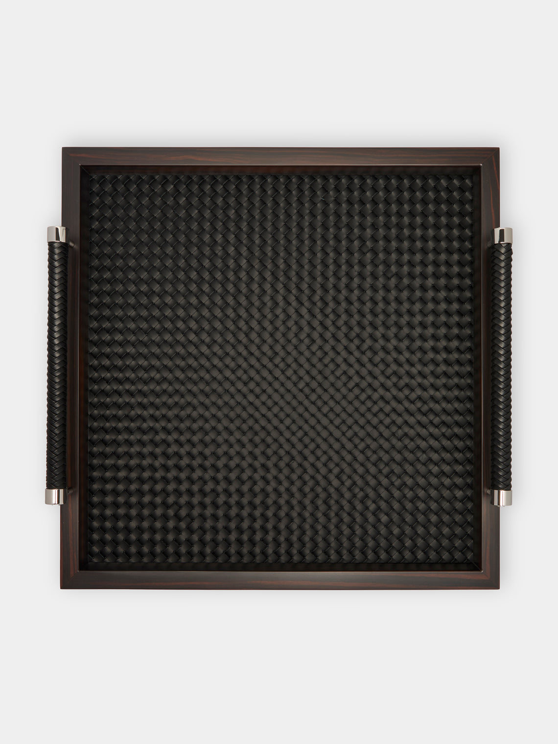 Riviere - Diana Ebony and Woven Leather Tray (18in/46cm) - Brown - ABASK - 