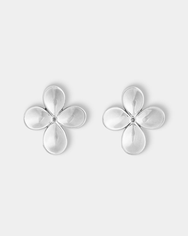 Mahnaz Collection - Women's Vintage 1987 Angela Cummings Sterling Silver Flower Clip-On Earrings - Silver - ABASK - 