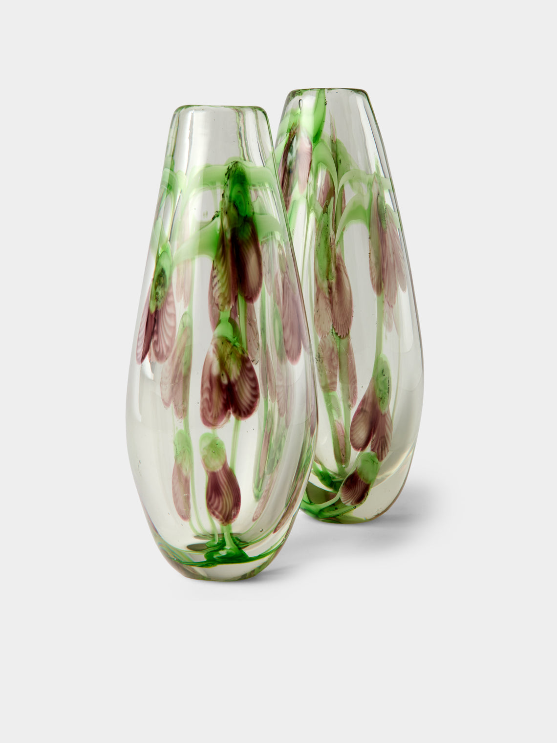 Antique and Vintage - Mid-Century Glass Bud Vases (Set of 2) - Green - ABASK
