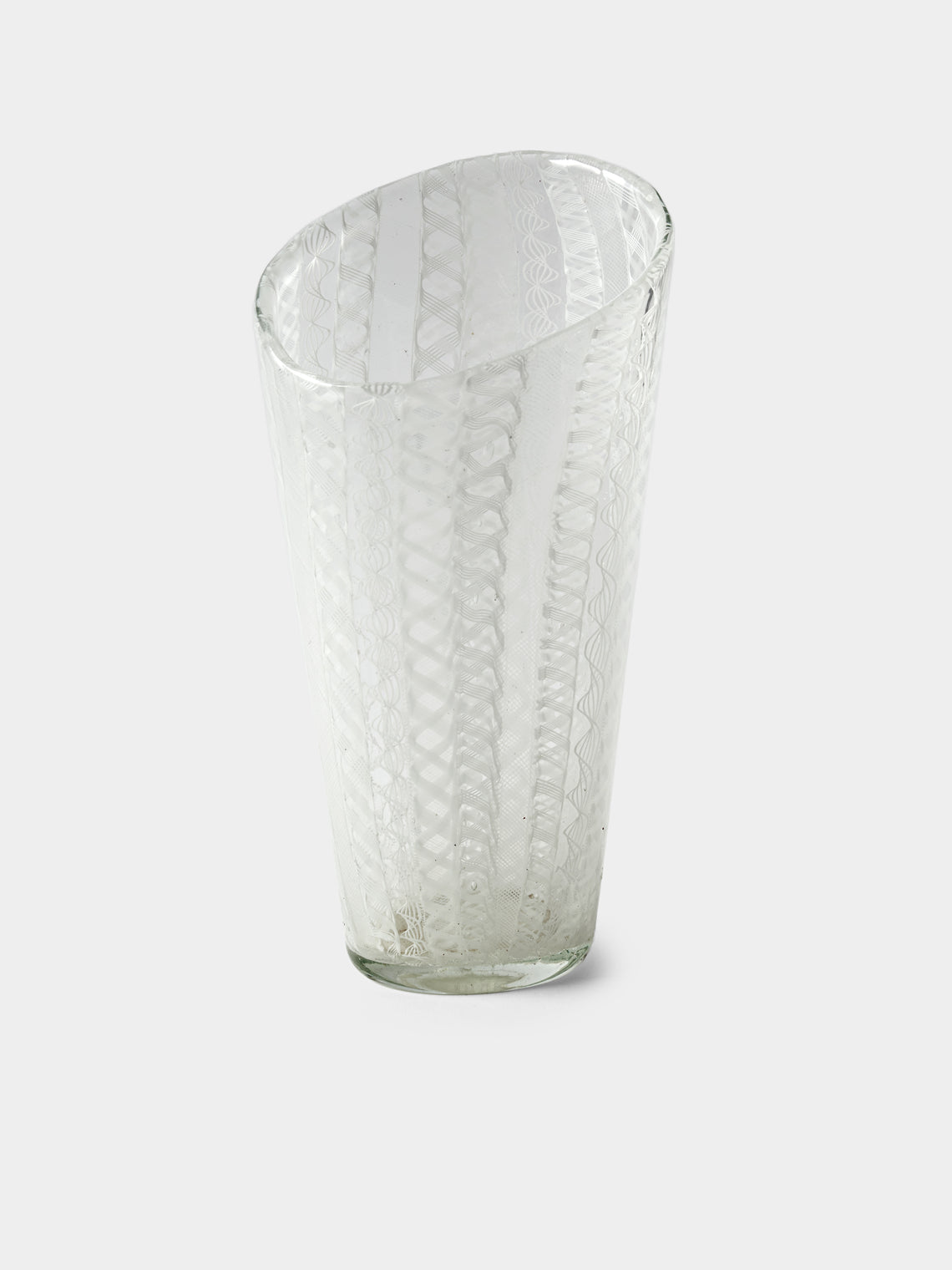 Antique and Vintage - Mid-Century Vetreria Aureliano Toso Murano Glass Vase (10in/26cm) - White - ABASK - 