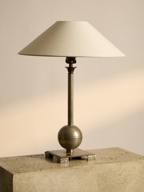Antique and Vintage - 1930 Einar Backstrom Pewter and Brass Table Lamp - Silver - ABASK