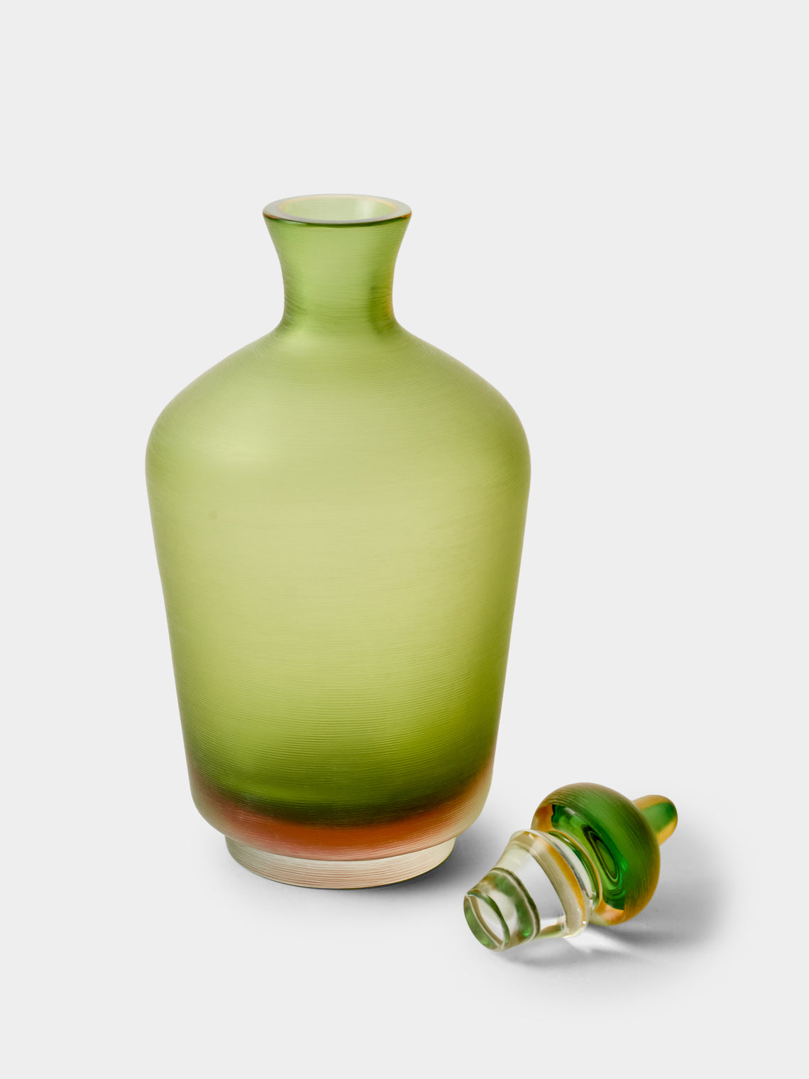 Venini - 1956 Paolo Venini Incise Murano Glass Bottle - Green - ABASK