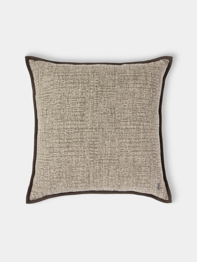 de Le Cuona - Tribal Linen and Wool Cushion (23.5in/60cm) - Gray - ABASK - 