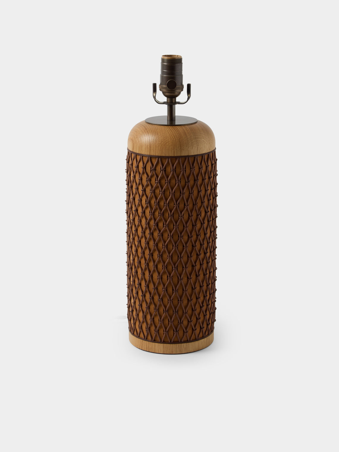 Aimee Betts - Ricasso Barrel Oak and Suede Table Lamp - Brown - ABASK - 