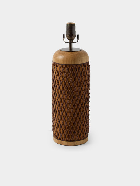 Aimee Betts - Ricasso Barrel Oak and Suede Table Lamp - Brown - ABASK - 