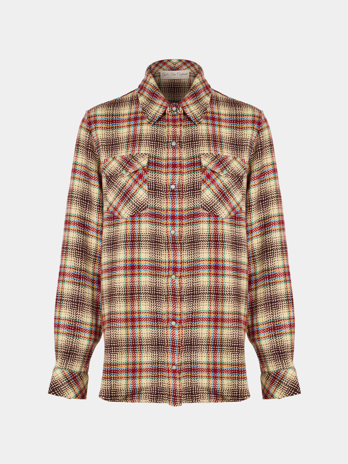 God's True Cashmere - Balance Tartan Cashmere Shirt | Size: S - Red - ABASK - 