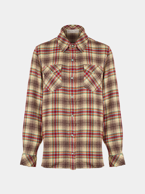 God's True Cashmere - Balance Tartan Cashmere Shirt | Size: S - Red - ABASK - 