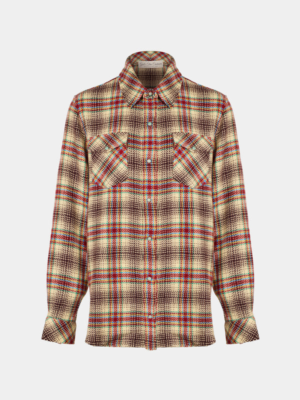 God's True Cashmere - Balance Tartan Cashmere Shirt | Size: S - Red - ABASK - 