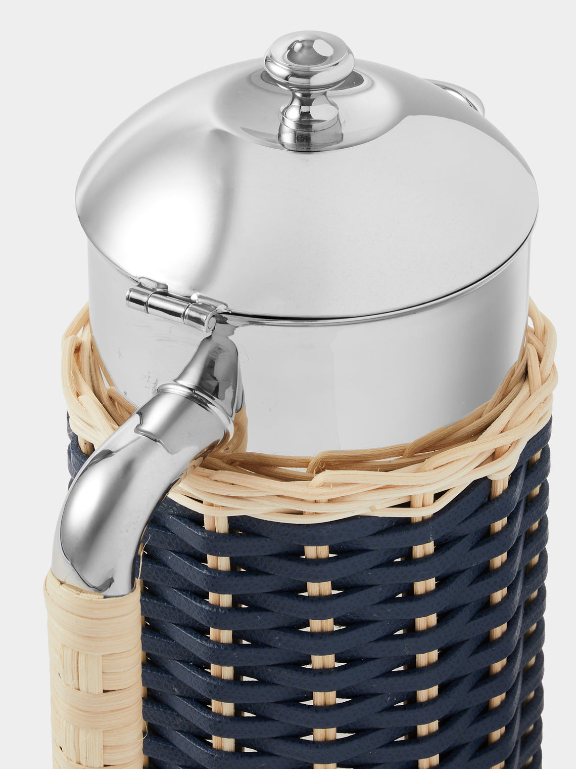 Pigment France - Rennes Leather and Rattan Carafe (42oz/1.2L) - Blue - ABASK