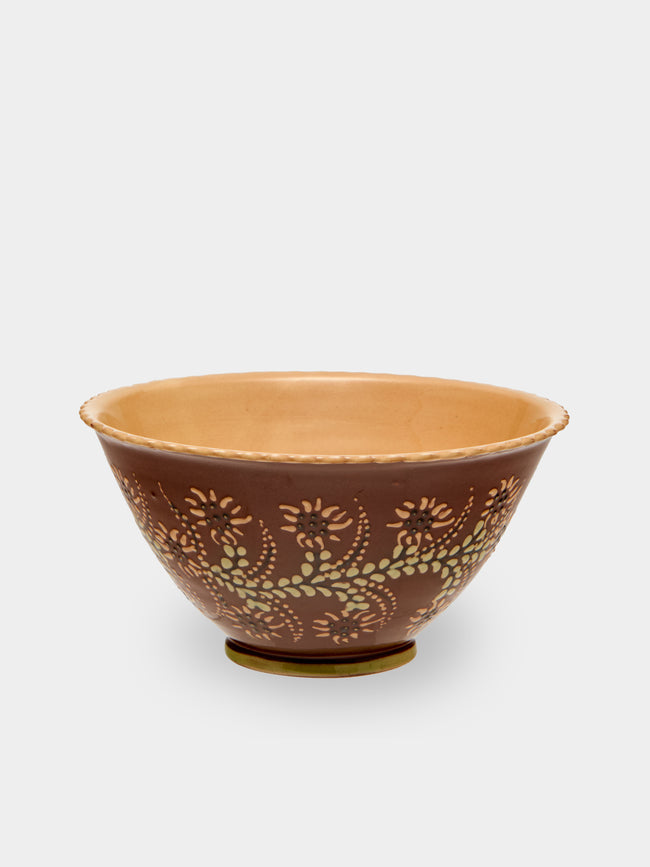 Poterie d’Évires - Flowers Hand-Painted Ceramic Mini Salad Bowl - Light brown - ABASK - 