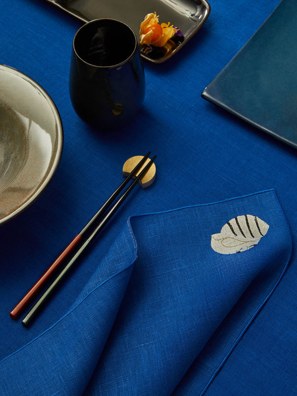 La Gallina Matta - Shells Embroidered Linen Napkins (Set of 4) -  - ABASK