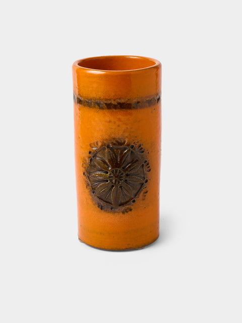 Antique and Vintage - 1980s Bitossi Ceramiche Sevilla Ceramic Vase (8.5in/22cm) - Orange - ABASK - 