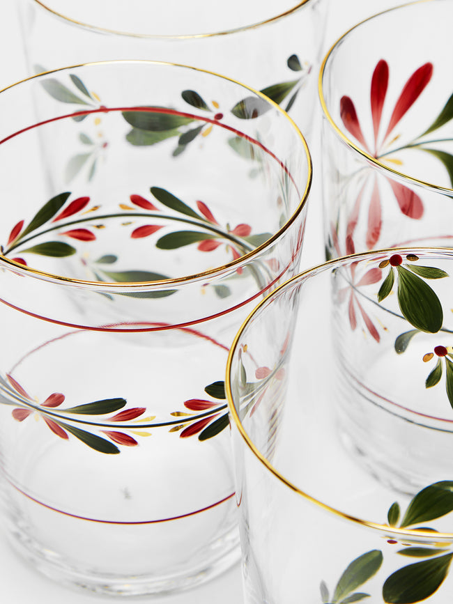 Los Vasos de Agua Clara - Noël Hand-Painted Glass Highballs (Set of 4) -  - ABASK