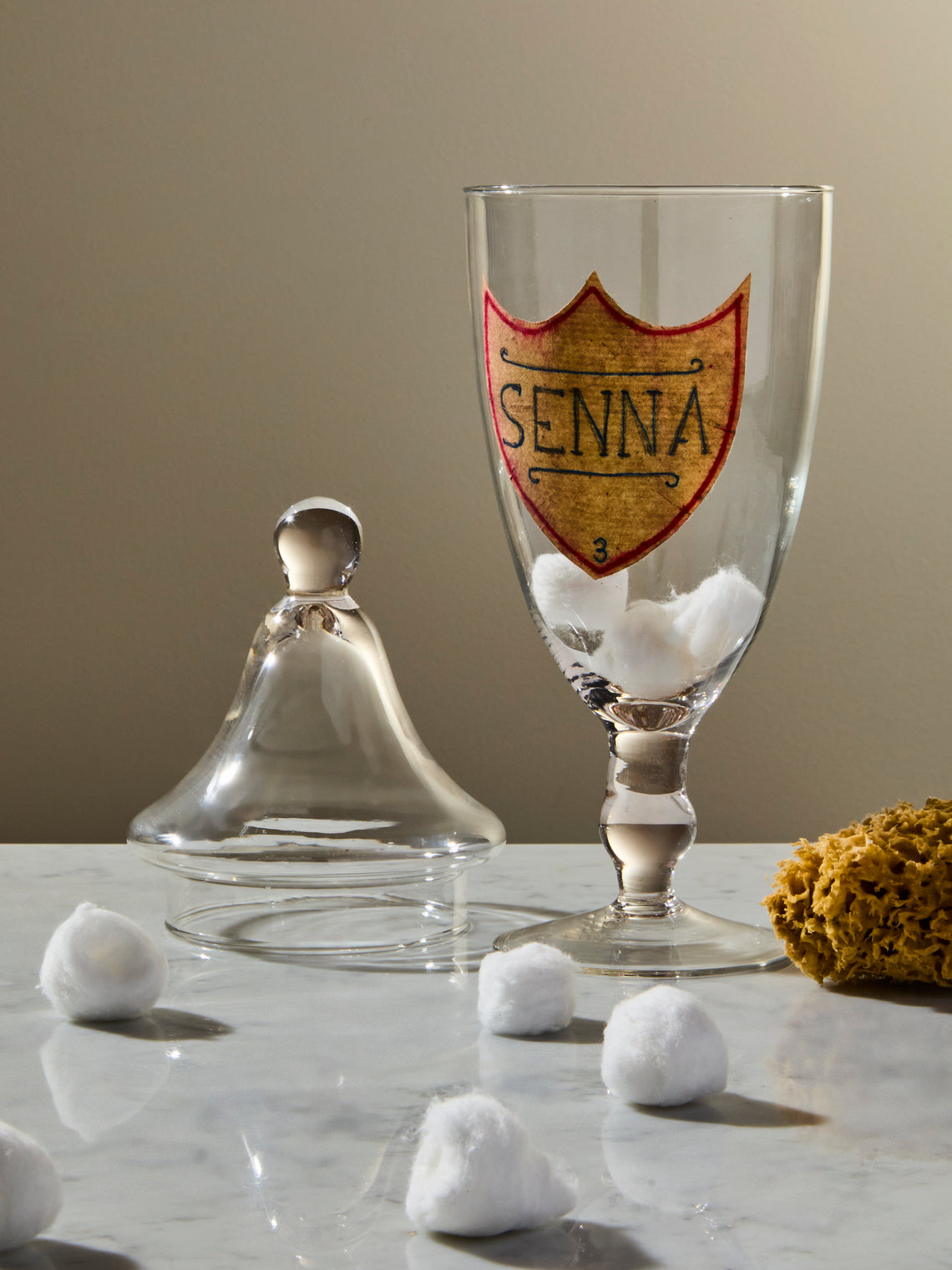Antique and Vintage - Early-20th-Century Venetian Glass Lidded Apothecary Jar - White - ABASK