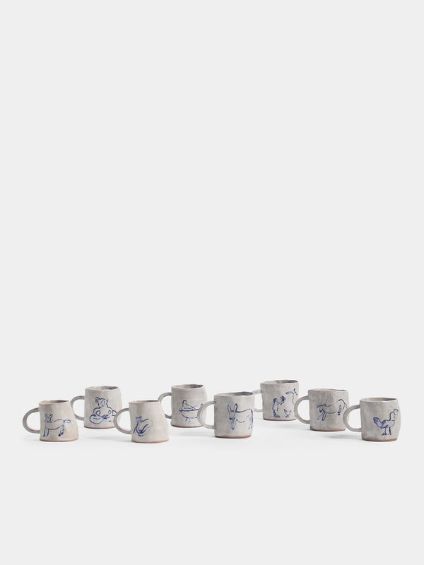 Liz Rowland - Hand-Painted Ceramic Mug Collection - White - ABASK