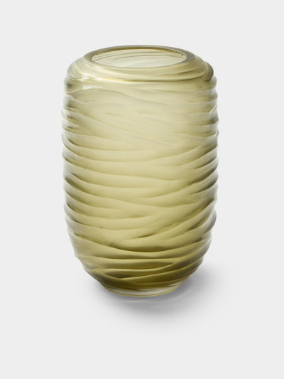 Micheluzzi Glass - Rullo Laguna Onde Hand-Blown Murano Glass Vase (9in/23cm) - Green - ABASK - 