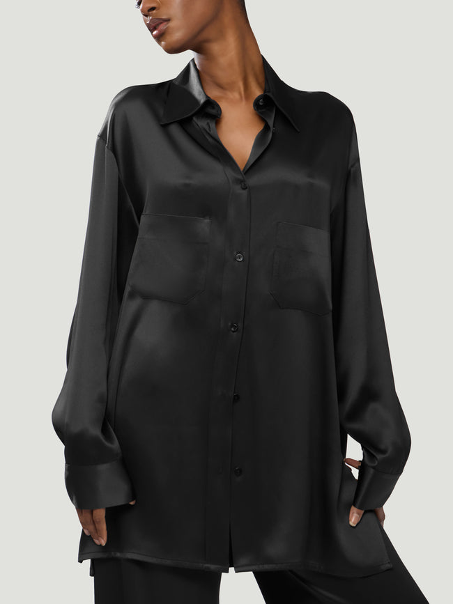 Dusan - Silk Shirt | One Size - Navy - ABASK