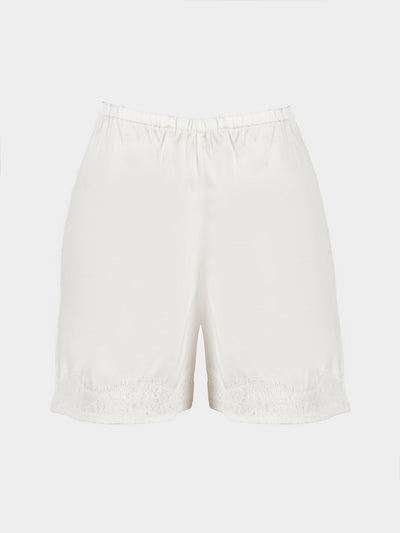 Ryan Roche - Silk Mini Shorts | Size: S - Ivory - ABASK - 