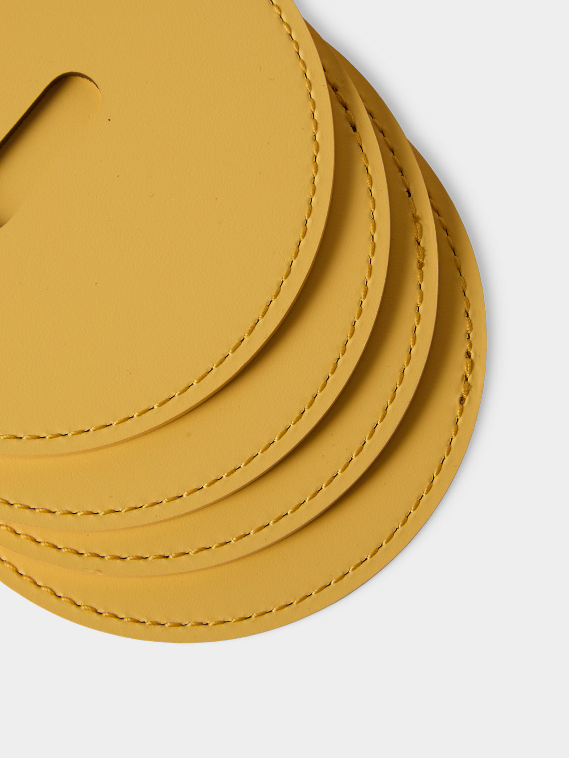 RUDI - | Set of 12 | Nautilus Leather Coasters with Holder - Yellow - ABASK