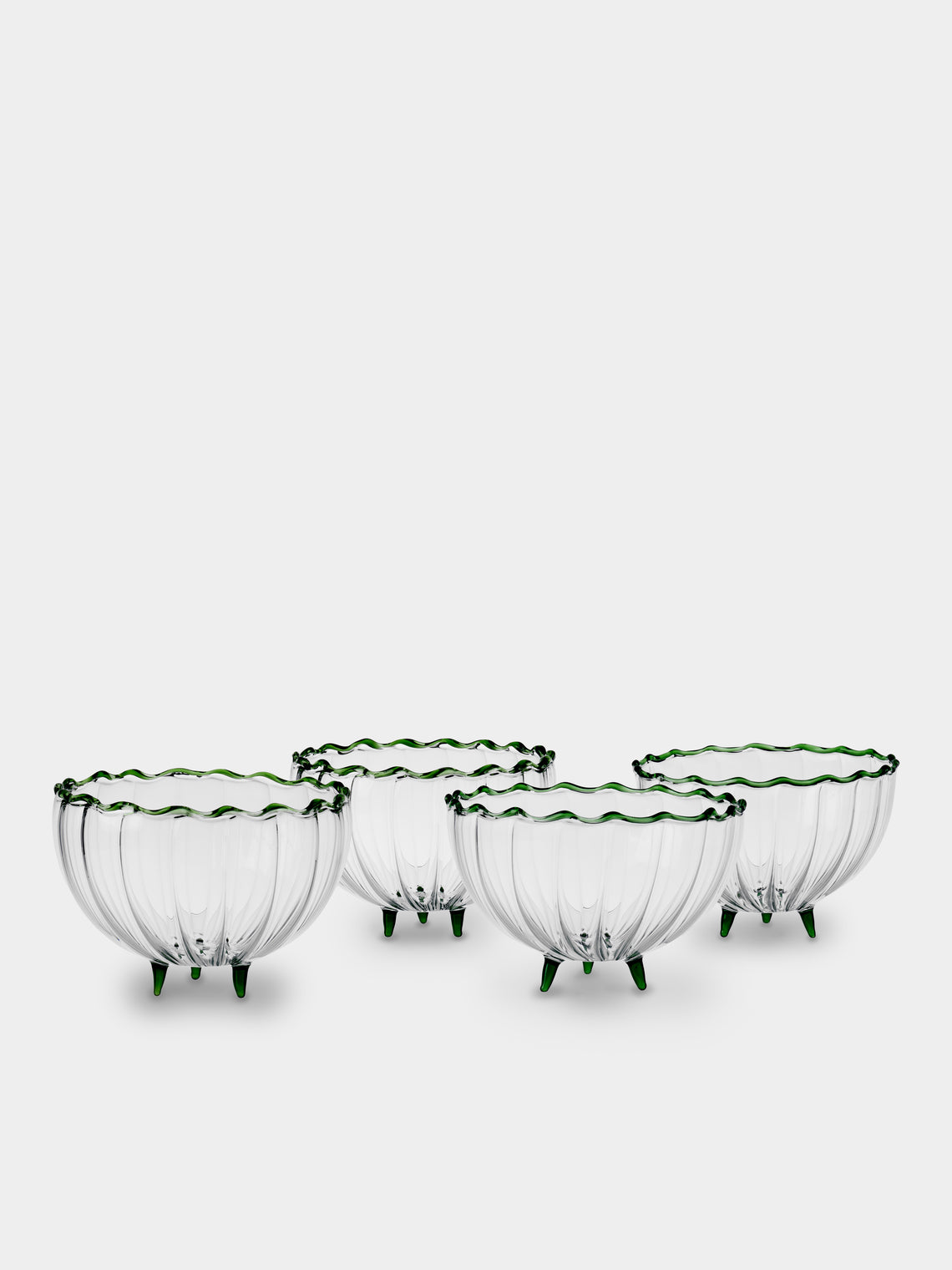 Casarialto - | Set of 4 | Flora Hand-Blown Glass Bowls - Green - ABASK - 