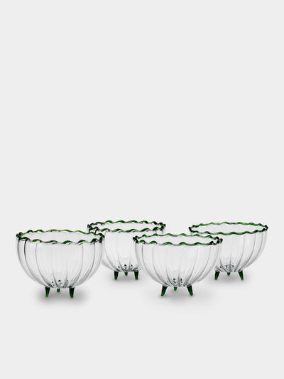 Casarialto - | Set of 4 | Flora Hand-Blown Glass Bowls - Green - ABASK - 