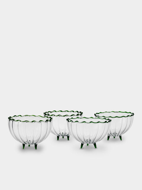 Casarialto - | Set of 4 | Flora Hand-Blown Glass Bowls - Green - ABASK - 