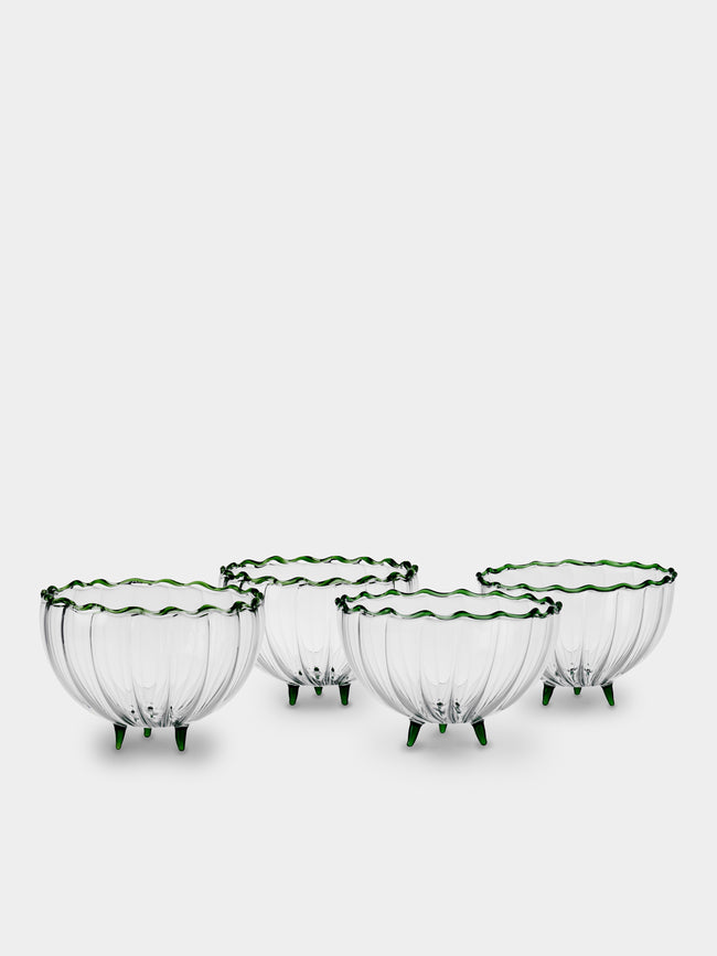 Casarialto - | Set of 4 | Flora Hand-Blown Glass Bowls - Green - ABASK - 