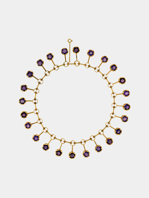 Mahnaz Collection - Women's Vintage 1972 Karl-Ingemar Johansson Amethyst and 18-Karat Gold Necklace - Gold - ABASK - 