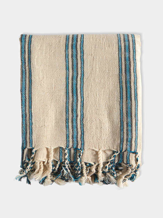 Mizar & Alcor - Turquoise Handwoven Linen and Cotton Towels (Set of 2) - Blue - ABASK - 