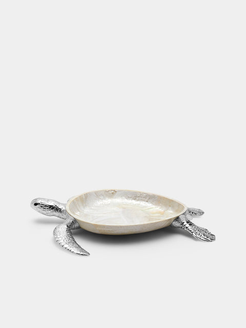 Objet Luxe - Turtle Silver-Plated and Mother-of-Pearl Tray (18.5in/47cm) - White - ABASK - 