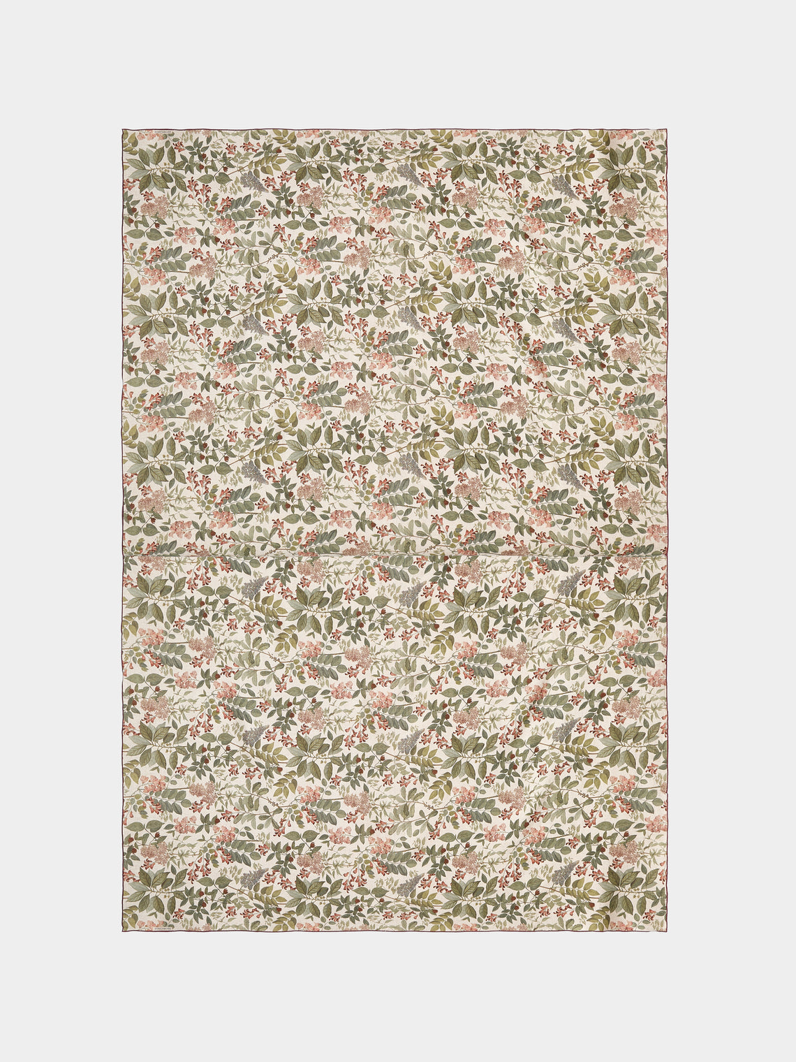 Borgo delle Tovaglie - Filo Sottobosco Embroidered Linen Rectangular Tablecloth (126in/3.2m) - Green - ABASK - 